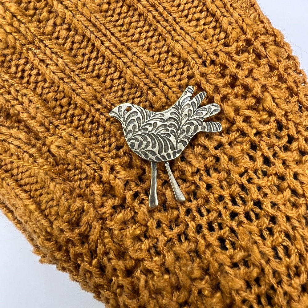 Sterling Silver Chickadee Brooch - Artisan, .925 sterling silver pin / brooch
